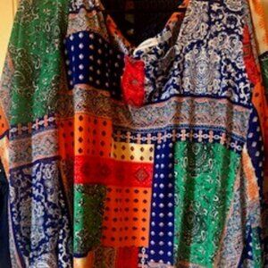 Calvin Klein Women's Blouse 1X Beautiful Colors, Light and Flowing and Cool!